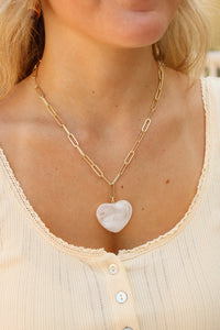 Natalia Heart Necklace - Cream