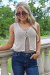 Friendly Gatherings Crochet Knit Vest - Natural