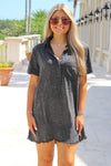 Casually Cute Washed Denim Dress - Washed Black