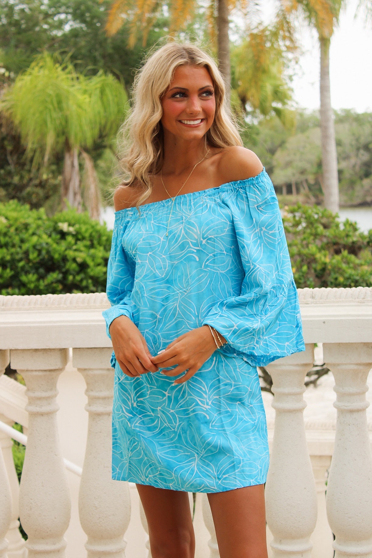 Shoreline Escape Off Shoulder Dress