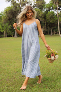 Z Supply: Sandcomder Striped Midi Dress - Indigo