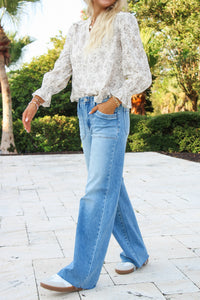 Reagan High Rise Wide Leg Jeans - Med Wash