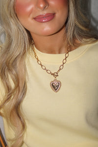 Heart Link Toggle Necklace - Gold