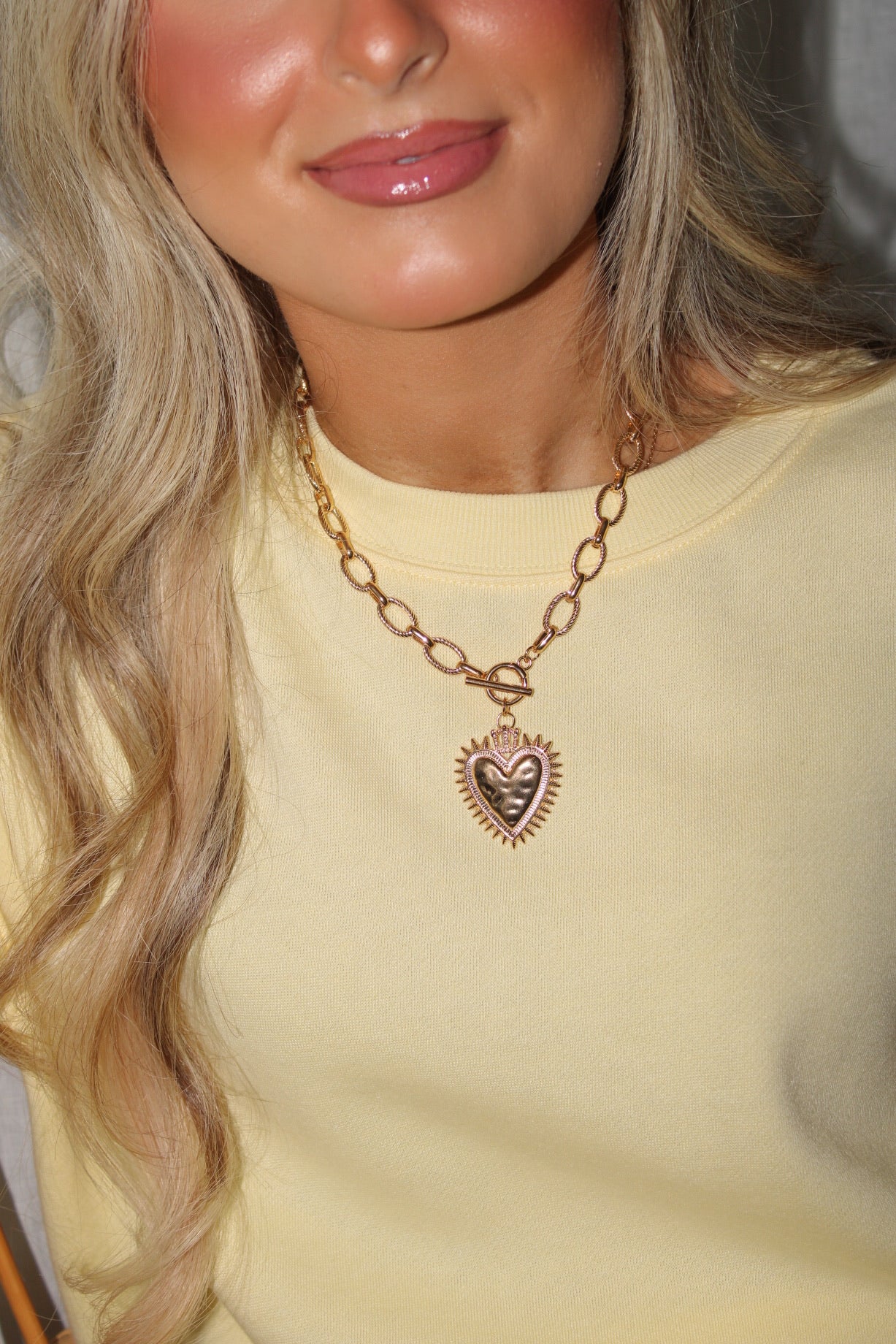 Heart Link Toggle Necklace - Gold