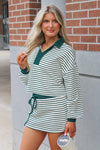 Play Date Striped Cropped Pullover Top - Hunter Green