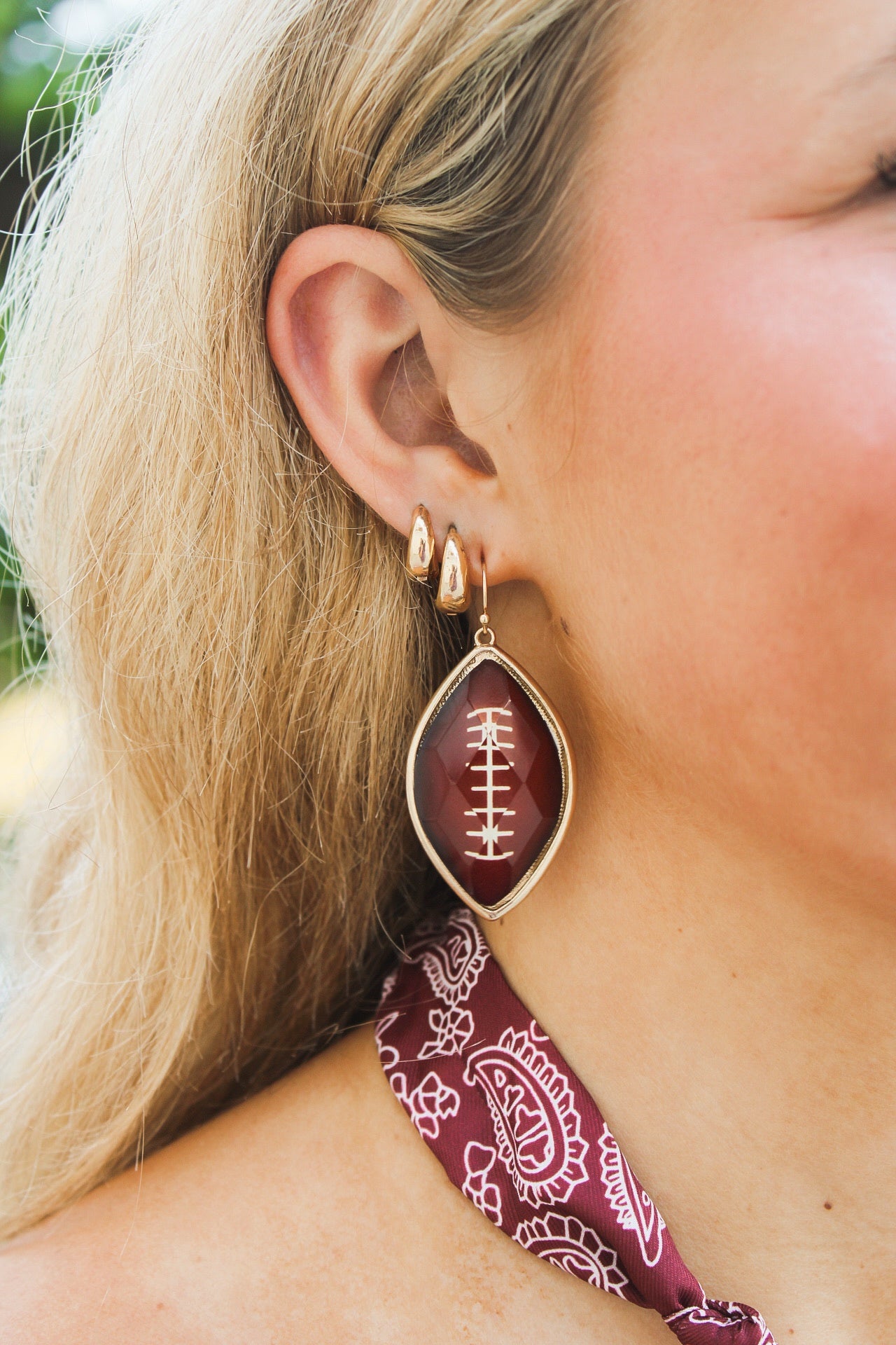 Epoxy Football Dangle Earrings - Brown