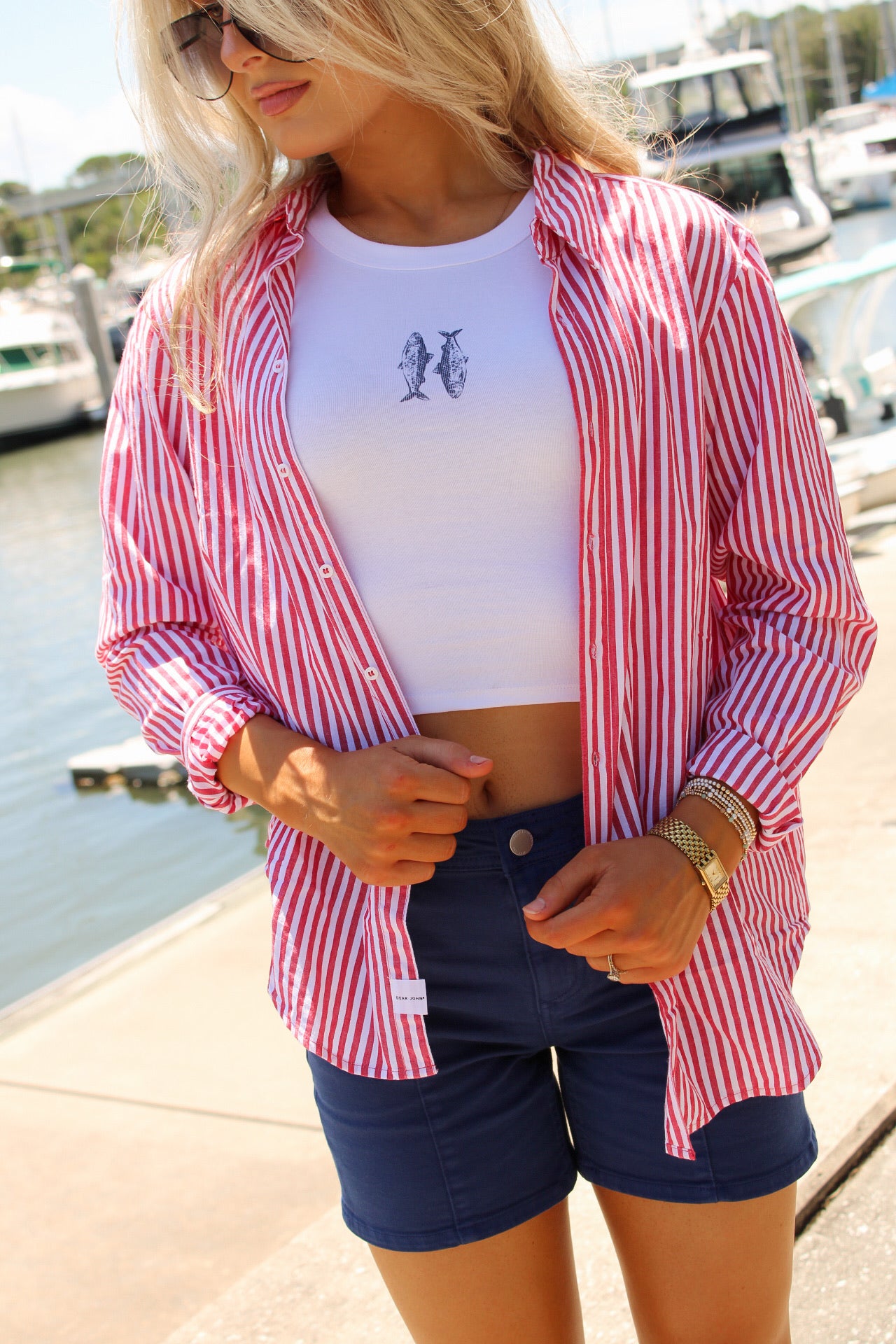 Dear John: Lolita Top - Salsa Stripe