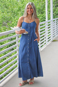 Z Supply: Angel Eyes Denim Midi Dress - Medium Indigo