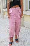 Follow My Path Cargo Jogger Pants - Vintage Rose