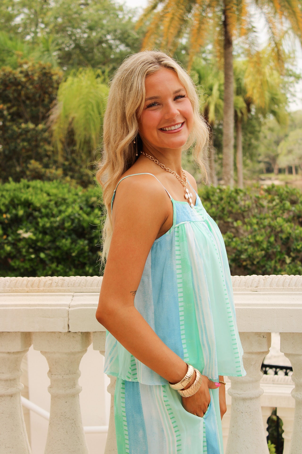 Tropical Escape Flowy Top - Blue Strovia
