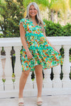 A Pop Of Color Tiered Mini Dress - Green Multi