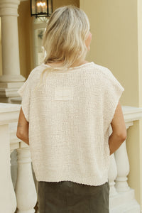 Cozy Dreams Cropped Sleeveless Sweater - Oatmeal