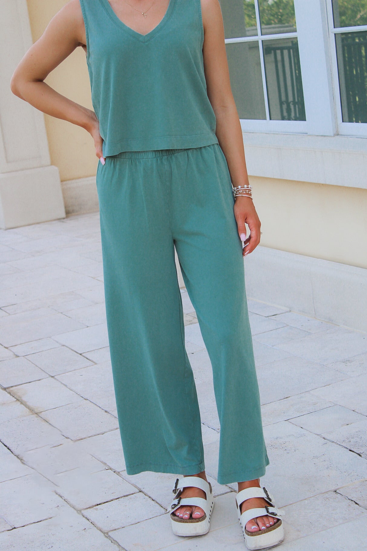 Z Supply: Scout Jersey Flare Pant - Hunter Green