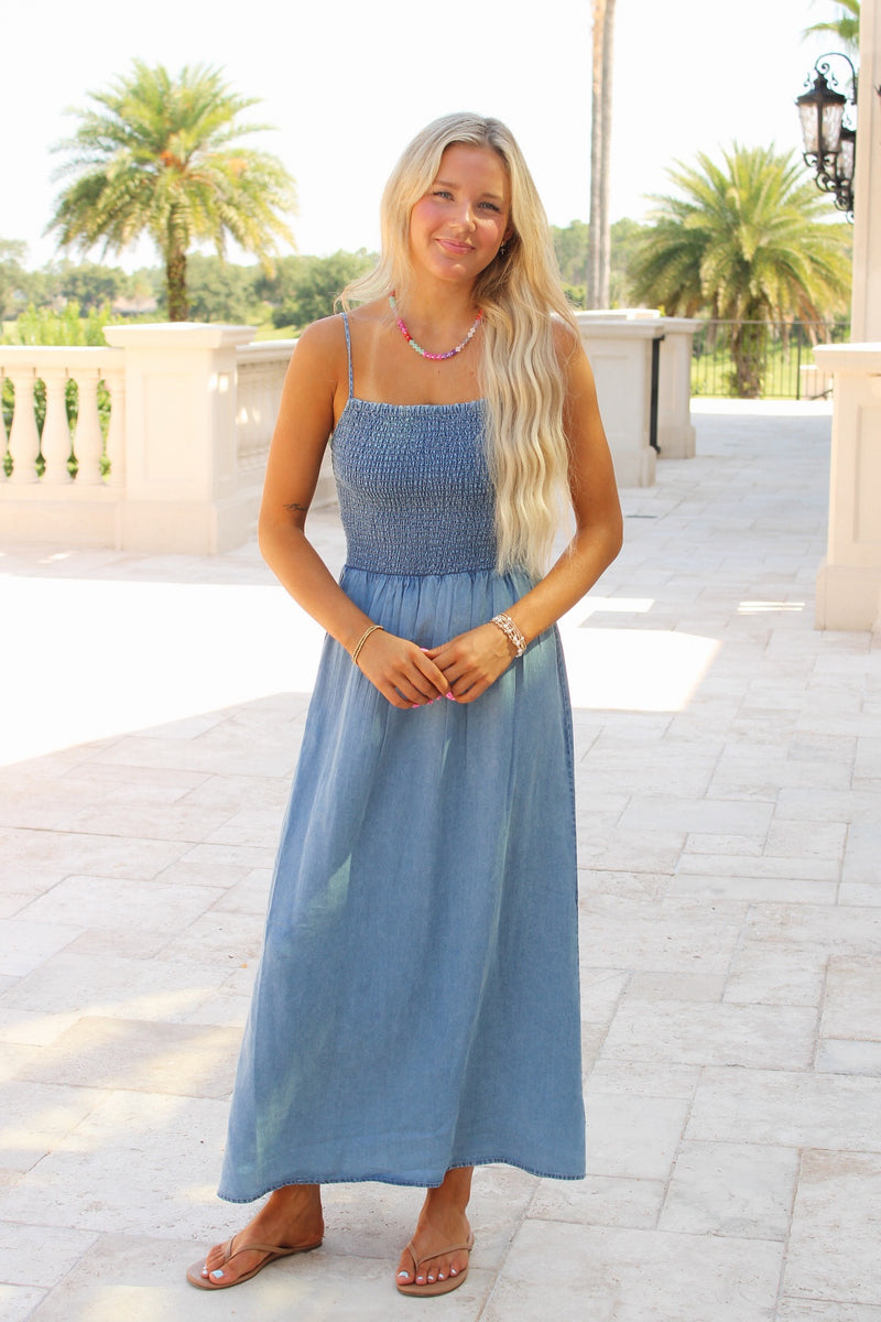 balos chambray midi dress z supply Bayside Chambray Maxi Dress