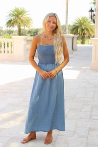 Z Supply: Bayside Chambray Midi Dress - Medium Chambray