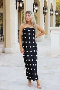 Classic Charm Strapless Maxi Dress - Black/Cream