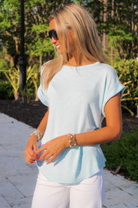 Feeling Easy Days Hacci Slub Top - Lt. Blue