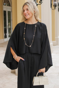 Unspoken Elegance Crop Top - Black