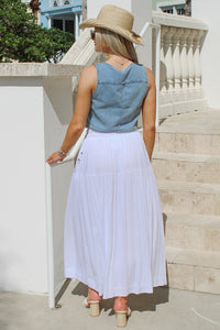 Time To Celebrate Smocked Midi Skirt - White