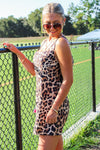 Let's Roar Open Back Mini Dress - Brown