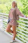 Time For Fun Striped Crop Top - Mocha