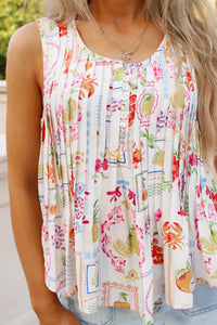 Seaside Market Printed Top - Citrus Garden