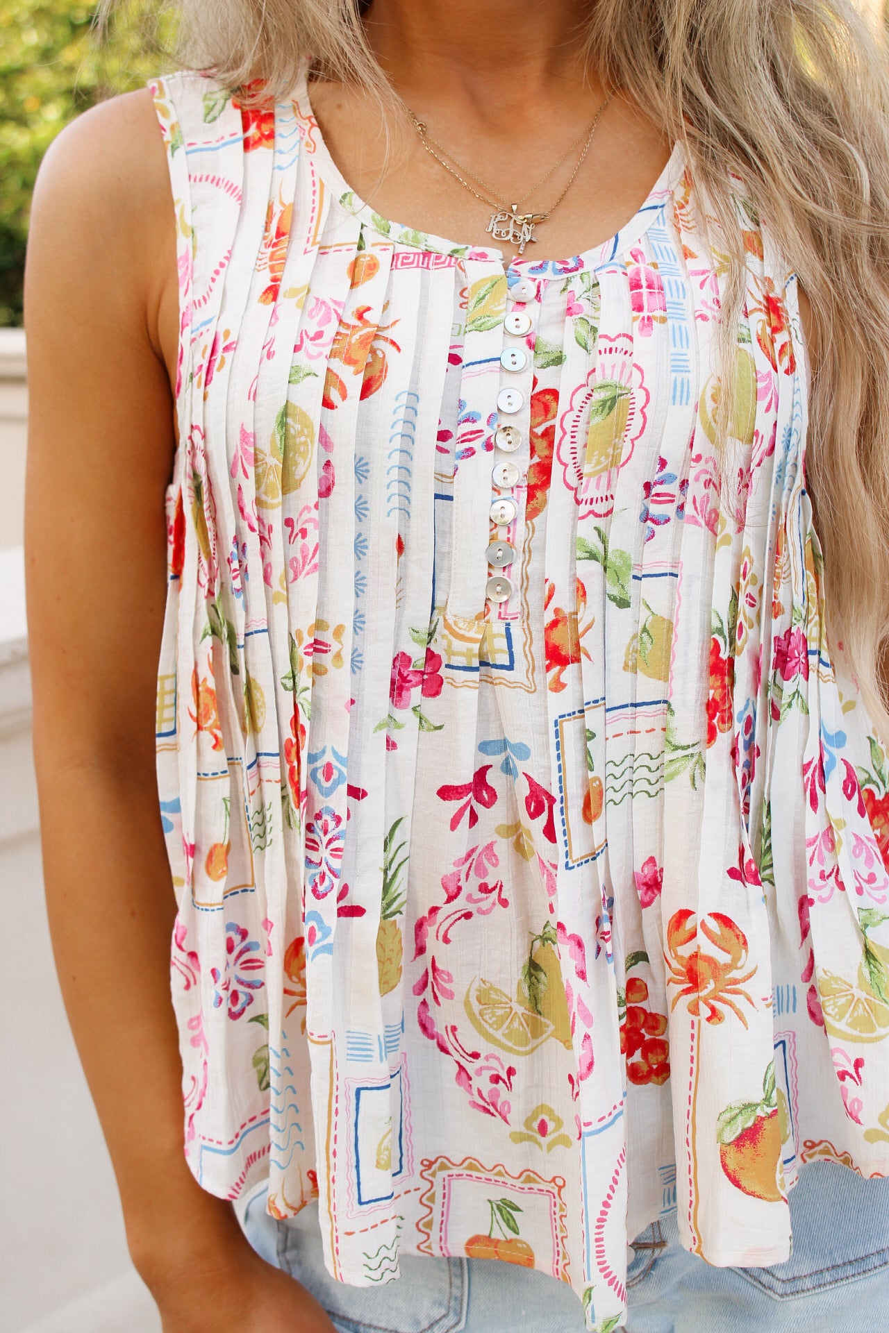 Seaside Market Printed Top - Citrus Garden