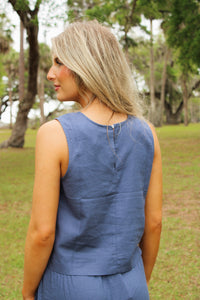 Z Supply: Sloane Linen Cropped Tank -  Vintage Indigo