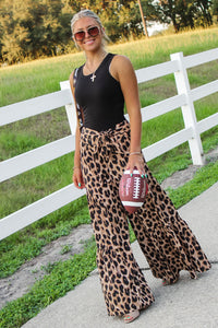 Into The Wild Tiered Wide Leg Pants - Leopard