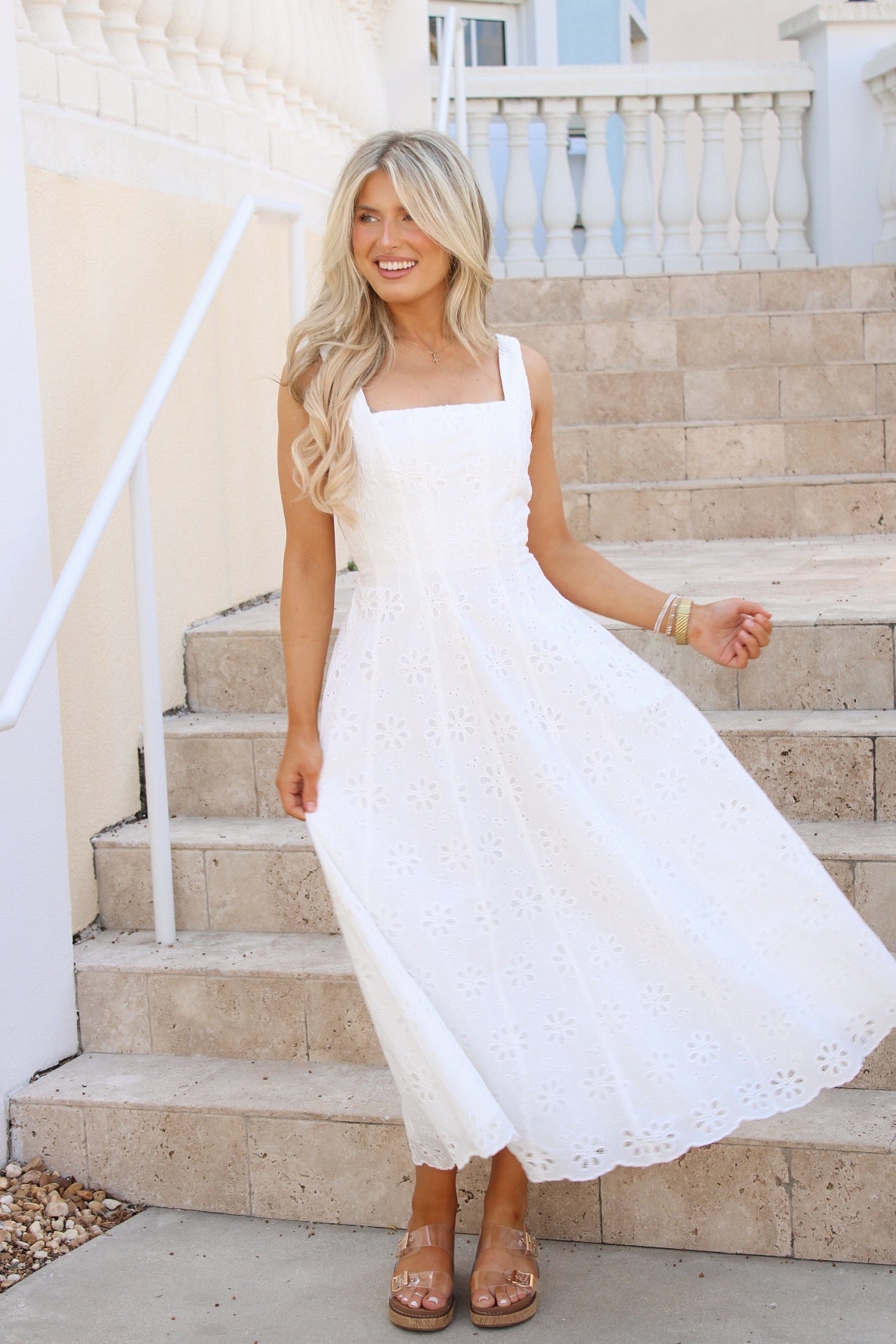 Unwritten Summer Eyelet Midi Dress
