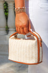 The Taylor Buckle Straw Crossbody Bag - Tan