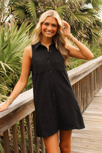 Z Supply: New Light Textured Mini Dress - Black