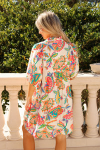 Spring Bloom Floral Mini Dress - Cream Multi