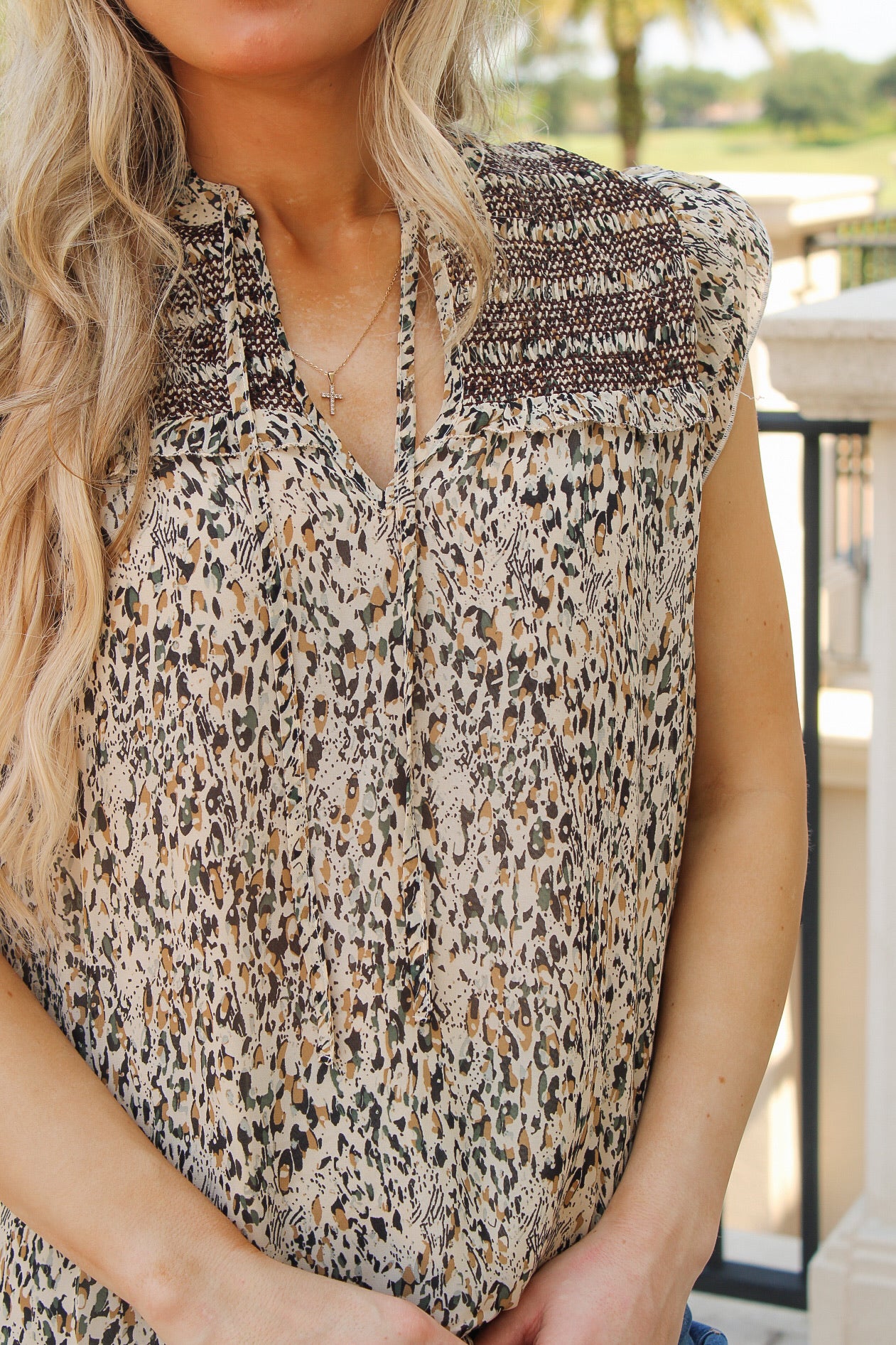 Wild Intentions V-Neck Top - Brown