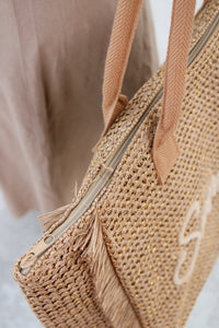 Summer Days Woven Tote Bag - Tan