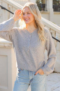 Z Supply: Westmont Henley Sweater - Heather Gray
