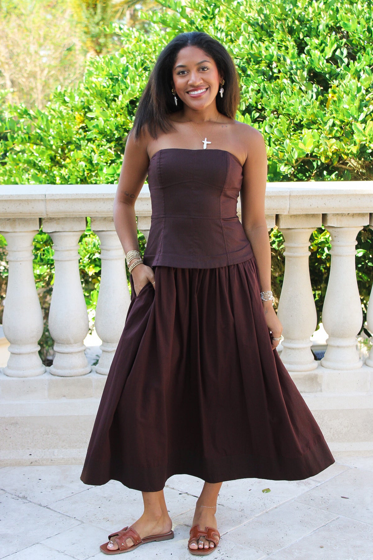 Own The Night Strapless Dress - Americano