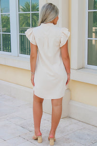 Rock The Town Button Down Mini Dress - Bone