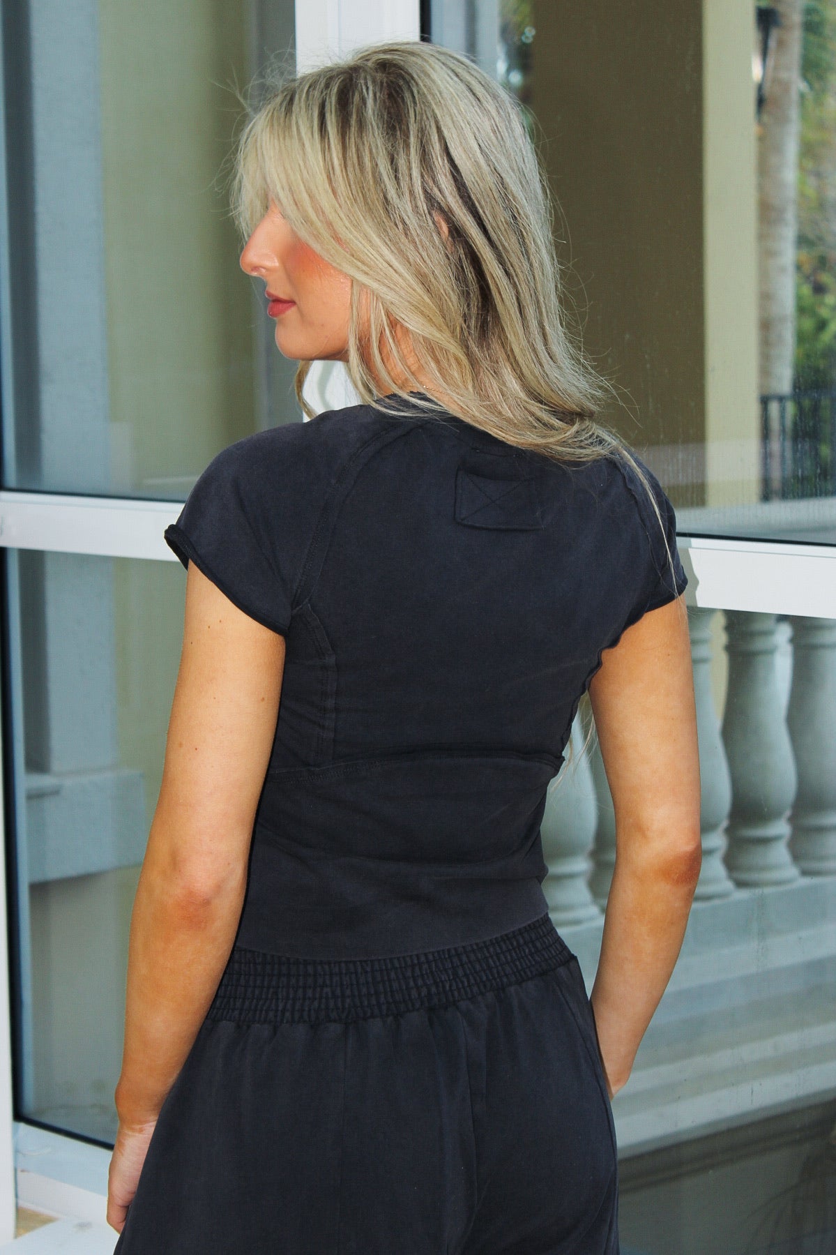 Feeling Free Mineral Washed Top - Ash Black