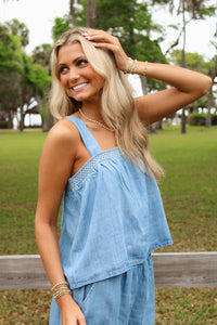 Soft Tide Flowy Top - Denim Wash