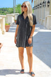 Casually Cute Washed Denim Dress - Washed Black
