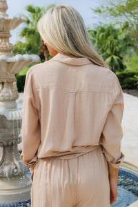 Sandy Beach Trips Button Down Top - Sand