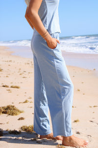 Morning Coast Wide Leg Pants - Lt Denim