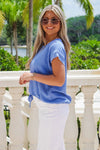Casual Days Ahead Linen Top - Orchid Blue