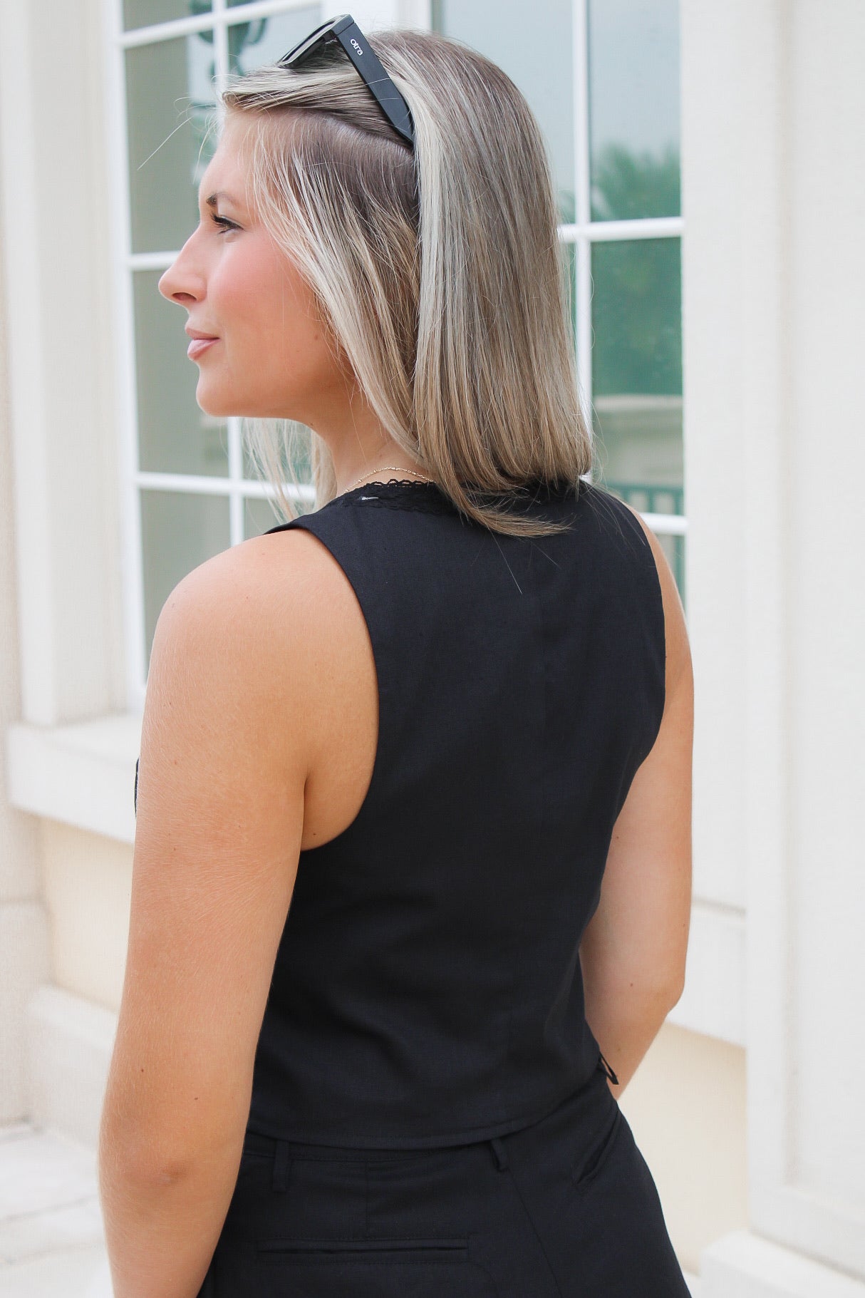 Nashville Nights Tie Front Sleeveless Top - Black