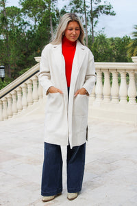 Out of Town Open Front Coat - Ivory