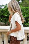 Fierce & Free Leopard Piece Sign Top - Oatmeal