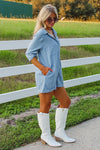 Fun Days Ahead Mineral Washed Romper - Denim