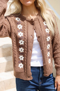 Wildflower Moment Crochet Cardigan - Mocha