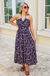 On My Mind Geo Print Halter Midi Dress - Navy